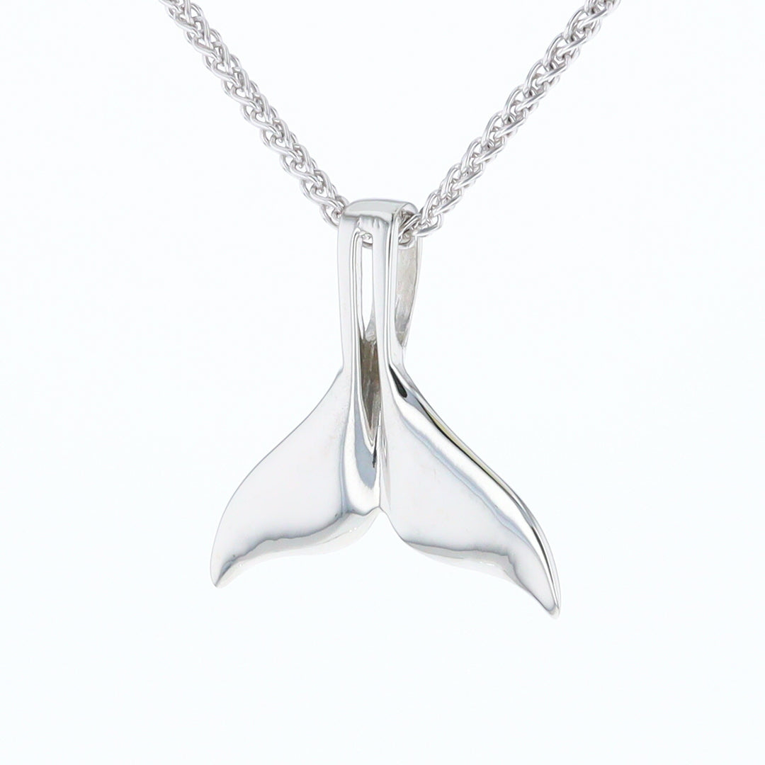 White Gold Whale Tail Pendant Natural Nuggets Double Inlaid Sea Life Pendant