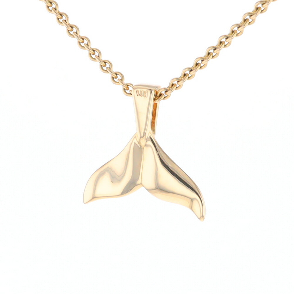 Whale Tail Gold Quartz Single Sided Inlaid Sea Life Pendant