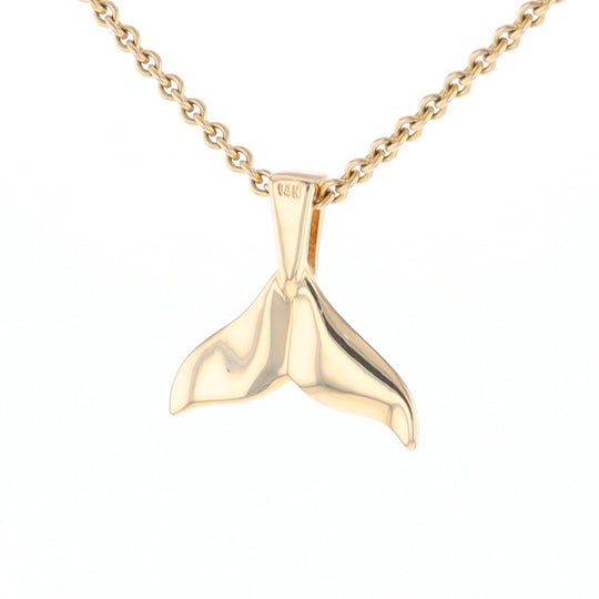 Whale Tail Gold Quartz Single Sided Inlaid Sea Life Pendant
