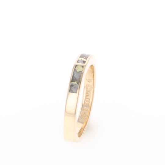 Gold Quartz Ring 3 Rectangle Section Inlaid Band