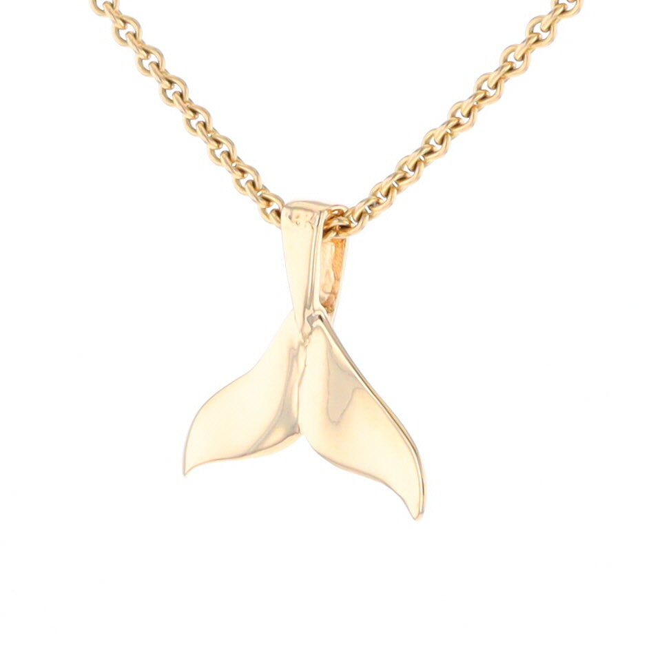 Whale Tail Pendant 14kt Gold High Polish Realistically Designed