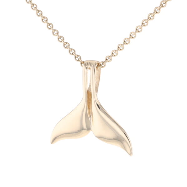 Whale Tail Necklaces Natural Gold Quartz Double Sided Inlaid Pendant