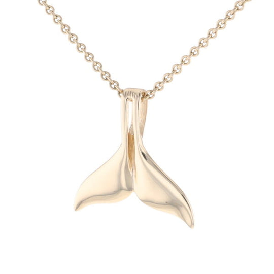Whale Tail Necklaces Natural Gold Quartz Double Sided Inlaid Pendant