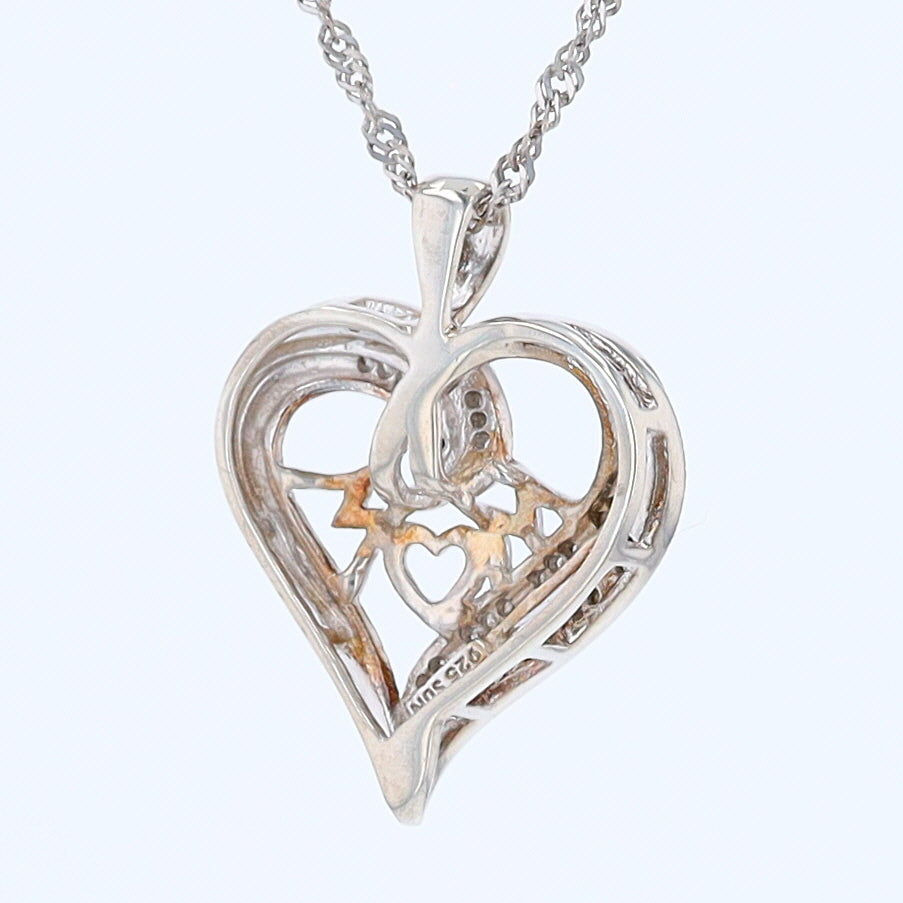 Sterling Silver "MOM" Heart accented with 0.12ctw diamonds