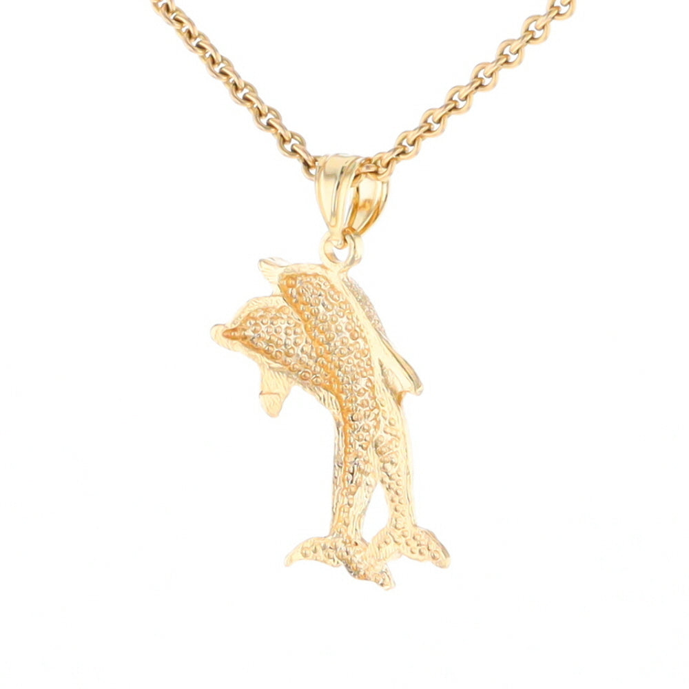 Textured Double Dolphin Pendant