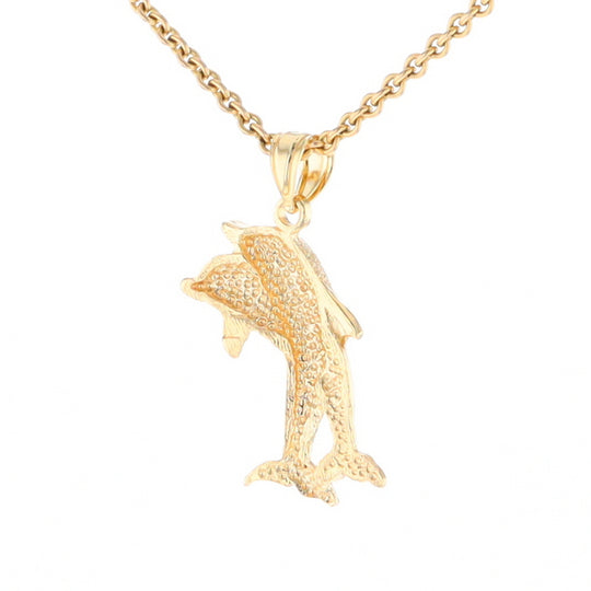 Textured Double Dolphin Pendant