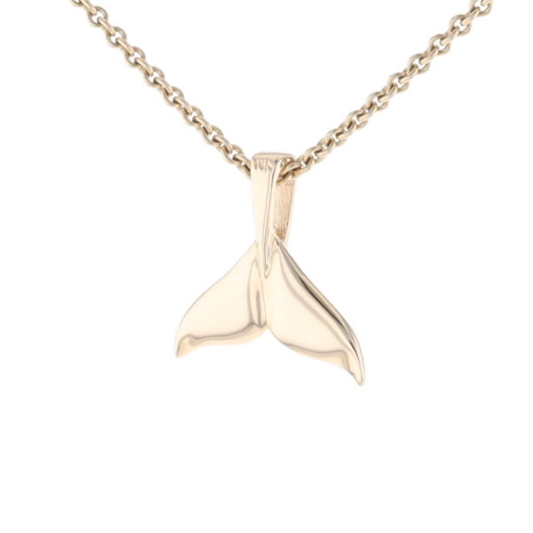 Whale Tail Gold Quartz Double Sided Inlaid Sea Life Pendant