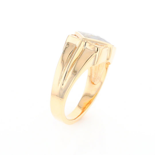 Gold Quartz Ring Diamond Shape Inlaid with .16ctw Round Diamonds