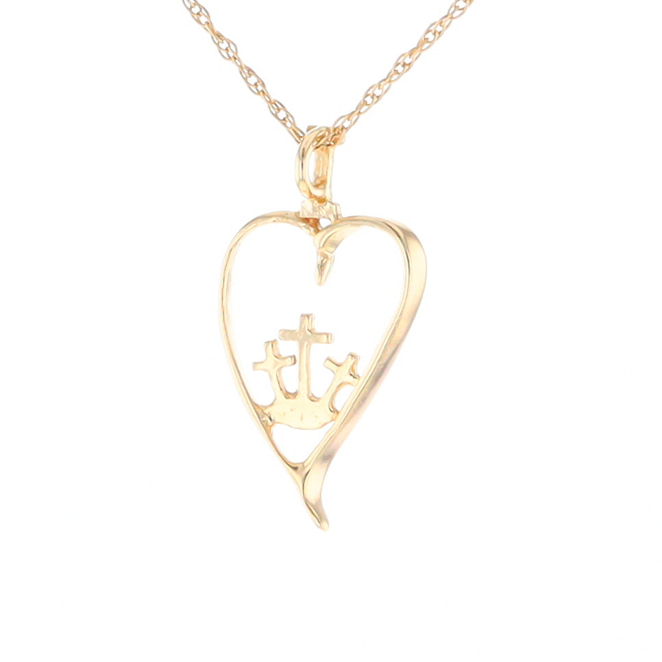 Gold Heart Triple Cross Pendant
