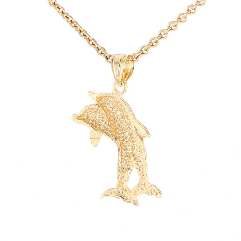 Textured Double Dolphin Pendant