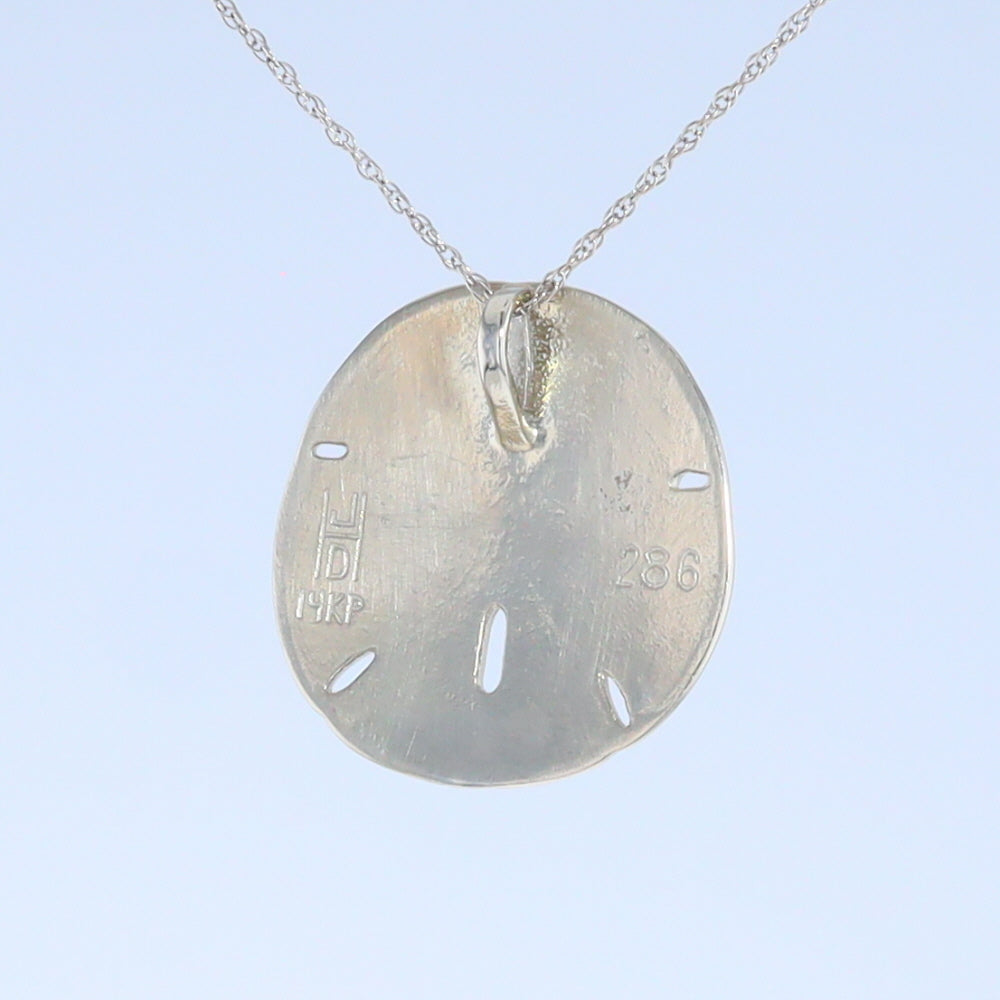 Opal Pendant Inlaid Realistic Sand Dollar Sea Life Design