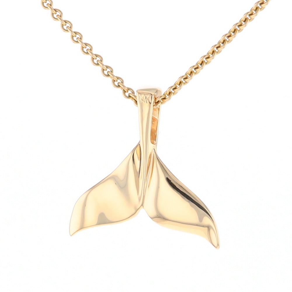 Whale Tail Necklaces Single Sided Gold Quartz Inlaid Sea life Pendant