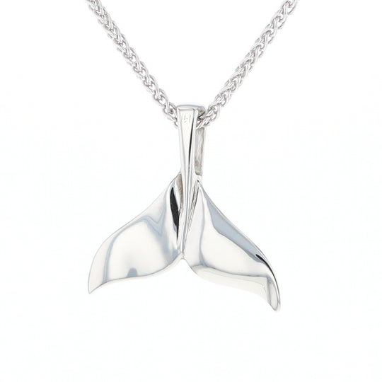 Whale Tail Natural Nuggets Inlaid Sea Life Medium White Gold Pendant
