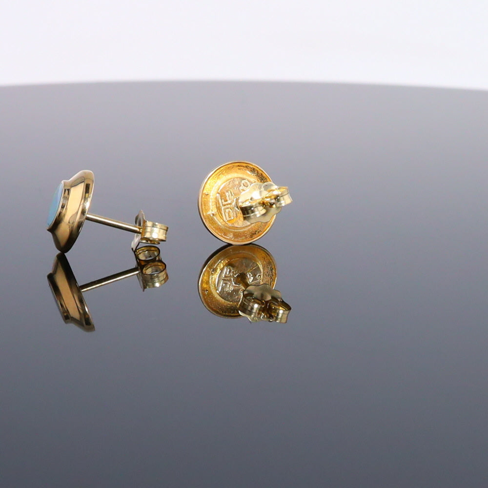 Opal Earrings Round Inlaid Design Studs