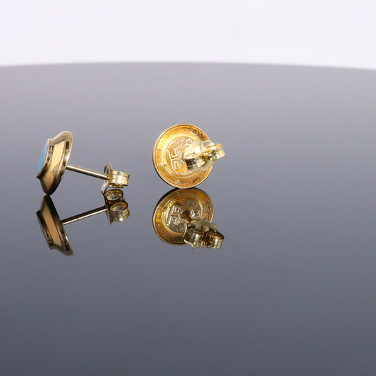 Opal Earrings Round Inlaid Design Studs