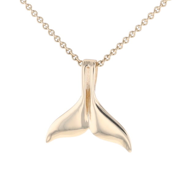 Whale Tail Necklaces Natural Gold Quartz Double Sided Inlaid Pendant