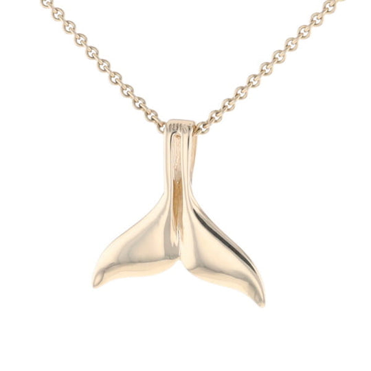Whale Tail Necklaces Natural Gold Quartz Double Sided Inlaid Pendant