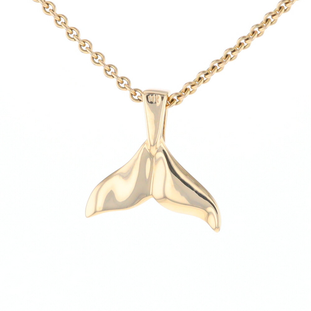 Whale Tail Gold Quartz Single Sided Inlaid Sea Life Pendant