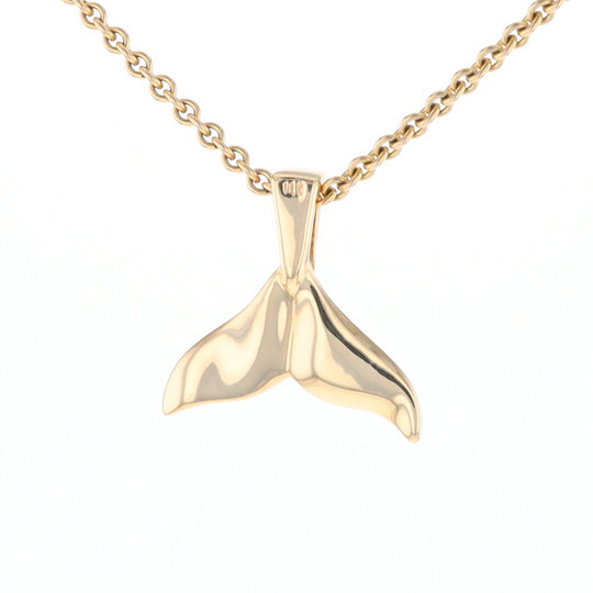 Whale Tail Gold Quartz Single Sided Inlaid Sea Life Pendant