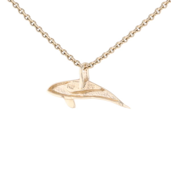 Gold Quartz Necklace Orca Killer Whale Inlaid Sea Life Pendant