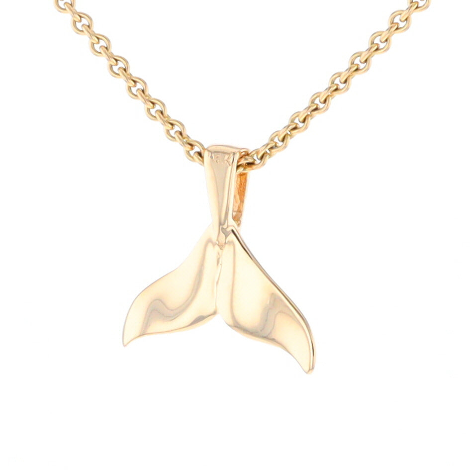 Whale Tail Pendant 14kt Gold High Polish Realistically Designed