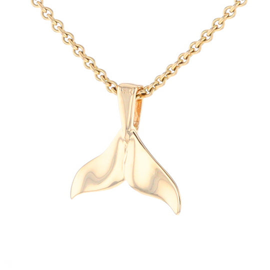 Whale Tail Pendant 14kt Gold High Polish Realistically Designed