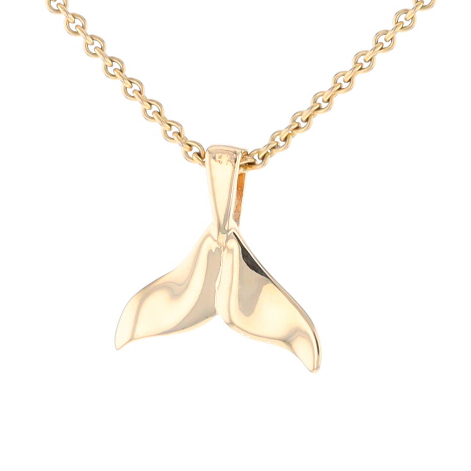 Whale Tail Pendant 14kt Gold High Polish Realistically Designed