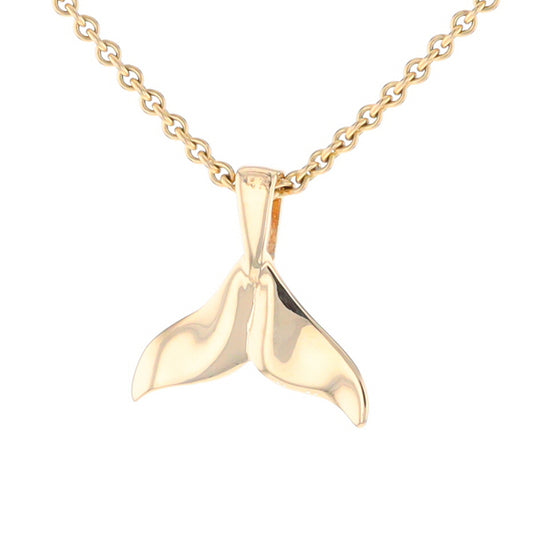 Whale Tail Pendant 14kt Gold High Polish Realistically Designed