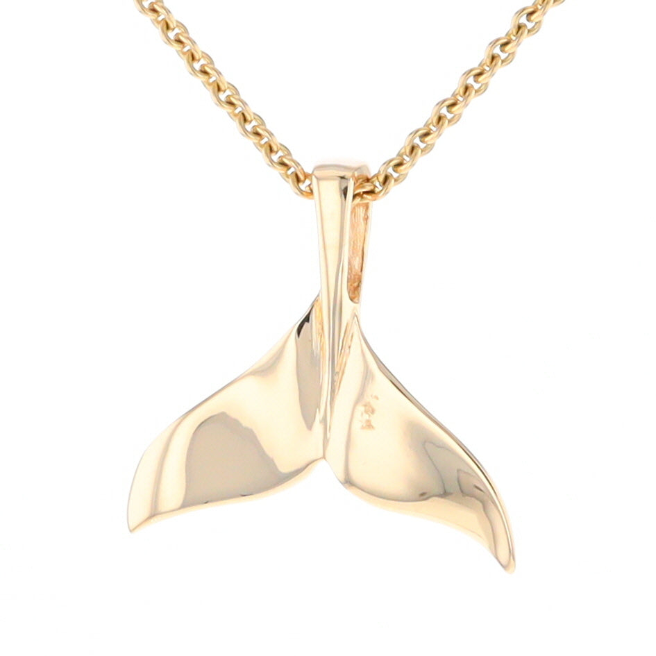 Whale Tail Pendant 14Kt Gold High Polish Realistically Designed