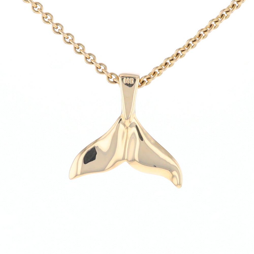 Whale Tail Gold Quartz Single Sided Inlaid Sea Life Pendant