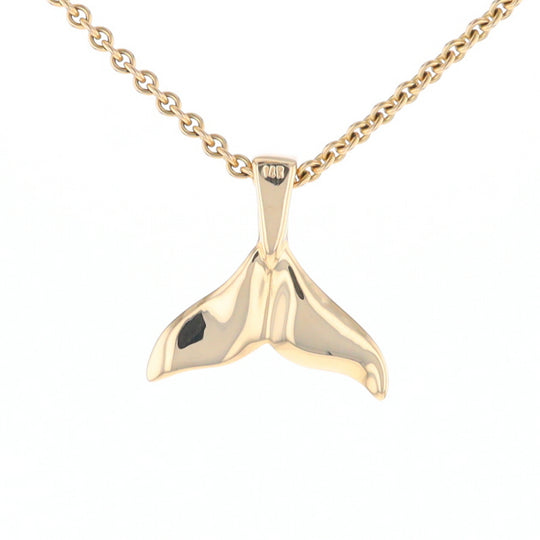 Whale Tail Gold Quartz Single Sided Inlaid Sea Life Pendant