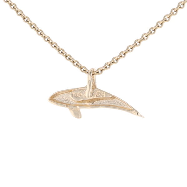 Gold Quartz Necklace Orca Killer Whale Inlaid Sea Life Pendant
