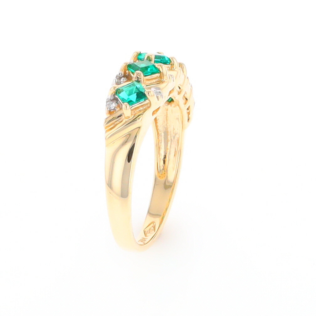 Princess Cut Emerald & Diamond Ring