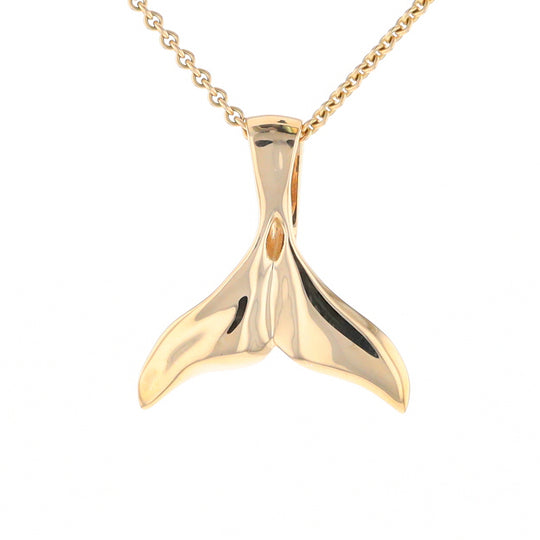 Whale Tail Gold Quartz Single Sided Inlaid Sea Life Pendant