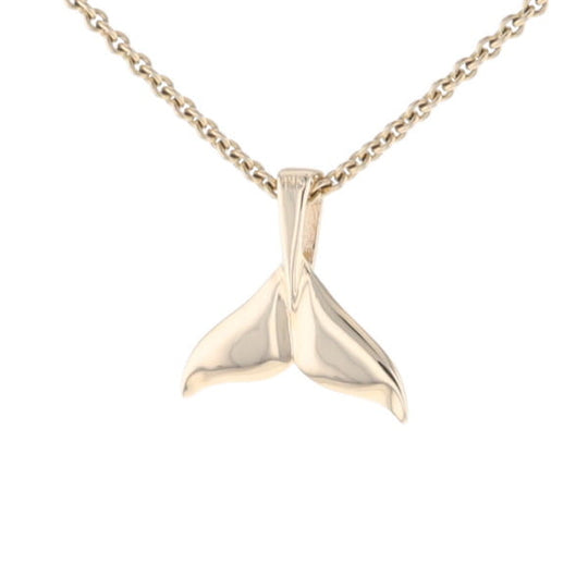 Whale Tail Gold Quartz Double Sided Inlaid Sea Life Pendant