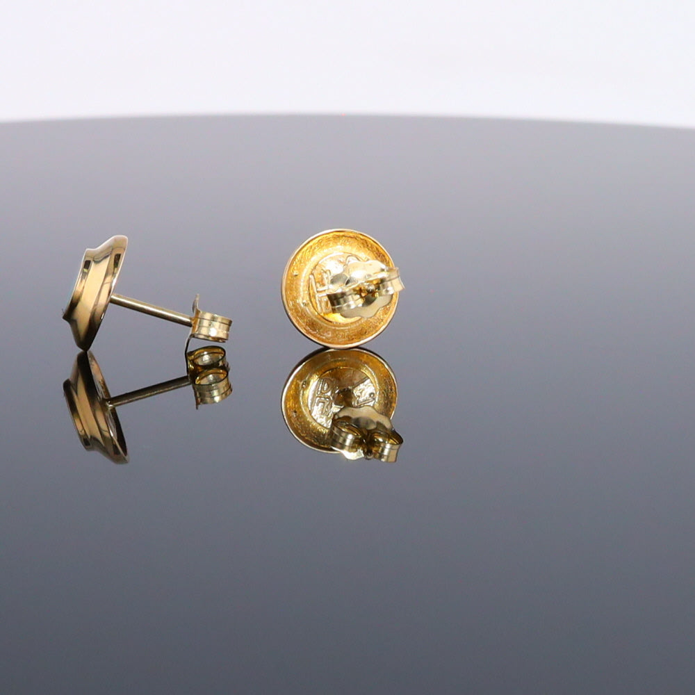 Opal Earrings Round Inlaid Design Studs