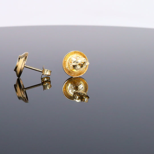 Opal Earrings Round Inlaid Design Studs