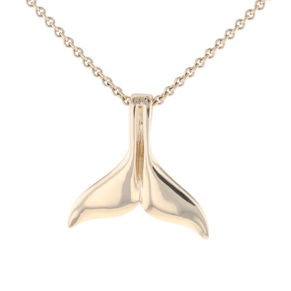 Whale Tail Necklaces Natural Gold Quartz Double Sided Inlaid Pendant