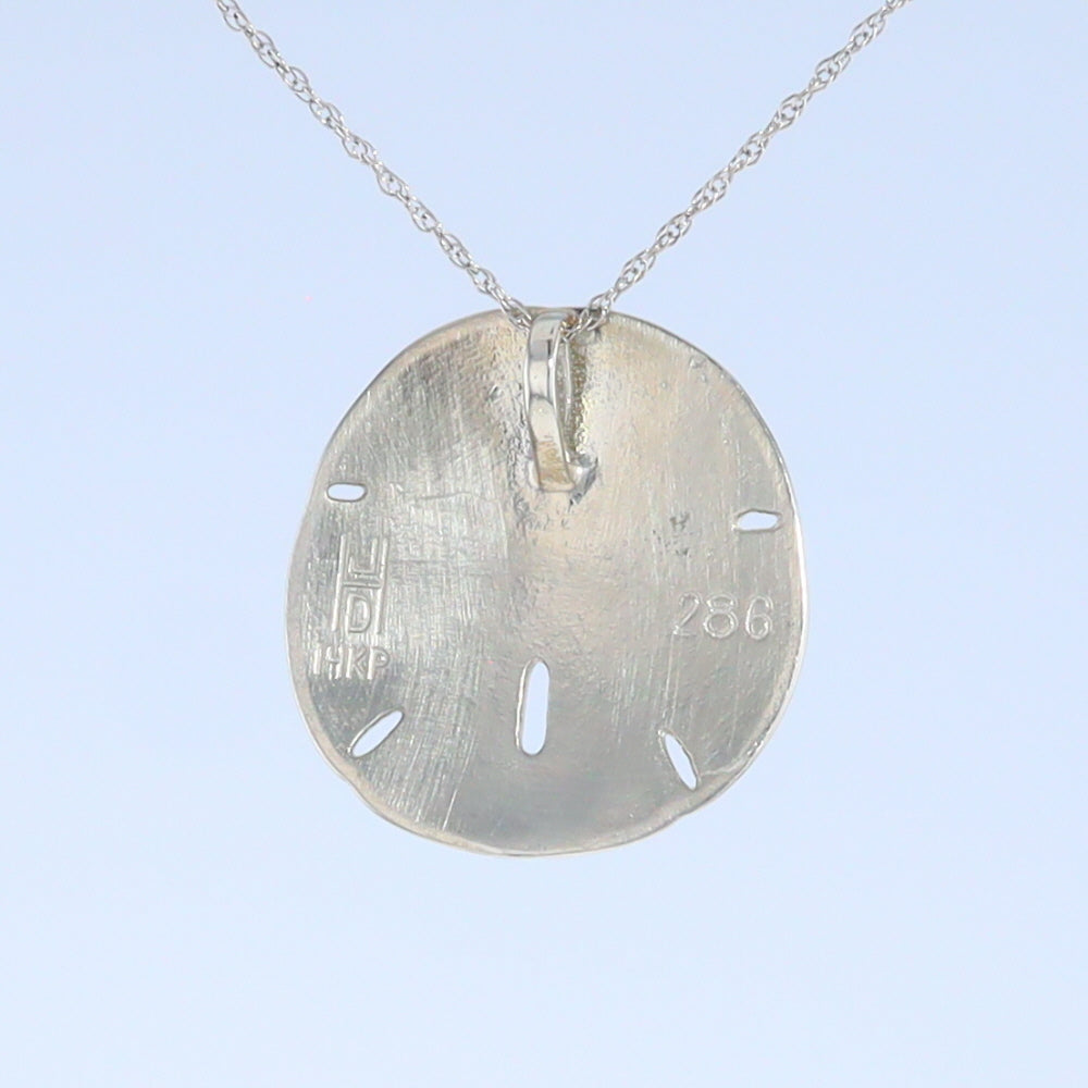 Opal Pendant Inlaid Realistic Sand Dollar Sea Life Design