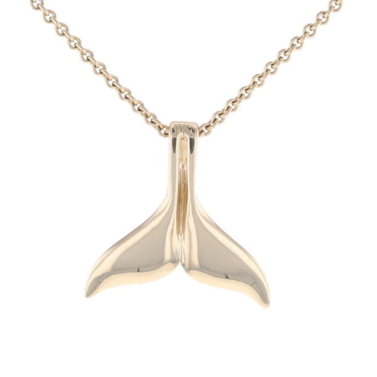 Whale Tail Necklaces Natural Gold Quartz Double Sided Inlaid Pendant