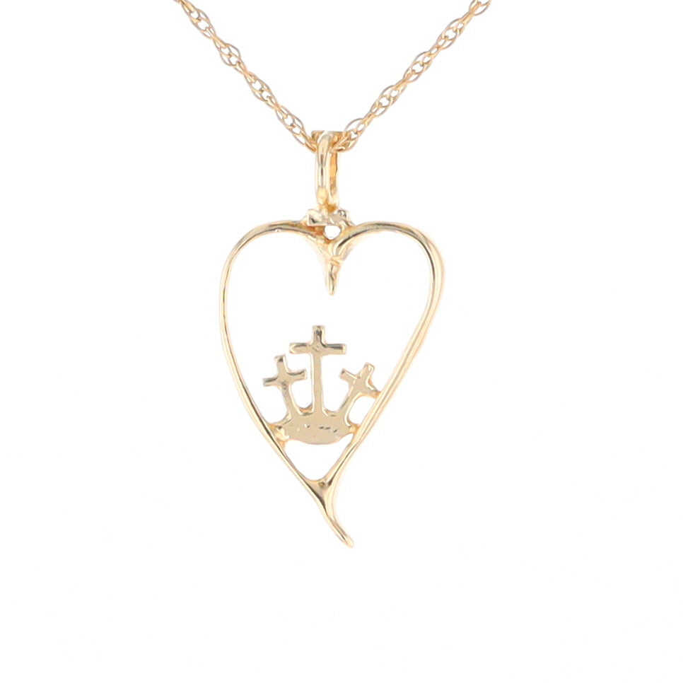 Gold Heart Triple Cross Pendant