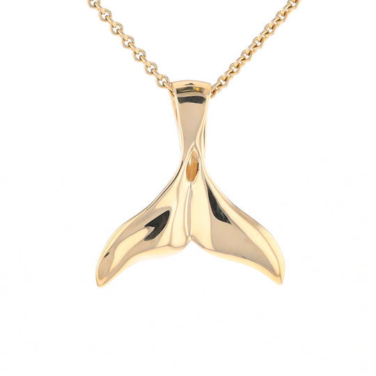 Whale Tail Gold Quartz Single Sided Inlaid Sea Life Pendant