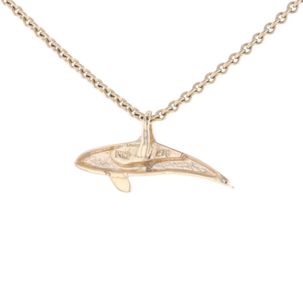Gold Quartz Necklace Orca Killer Whale Inlaid Sea Life Pendant