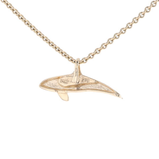 Gold Quartz Necklace Orca Killer Whale Inlaid Sea Life Pendant