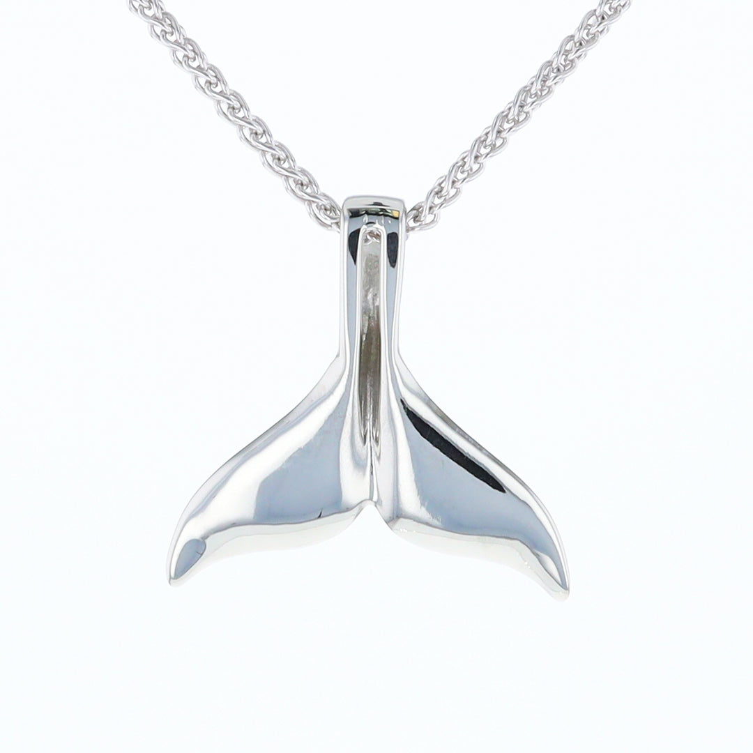 White Gold Whale Tail Pendant Natural Nuggets Double Inlaid Sea Life Pendant