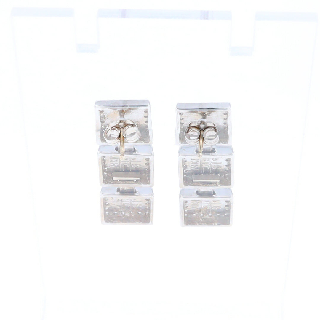 Onyx Square 3 Section Inlaid .84Ctw Diamond Earrings