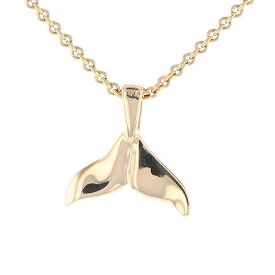 Whale Tail Pendant 14kt Gold High Polish Realistically Designed