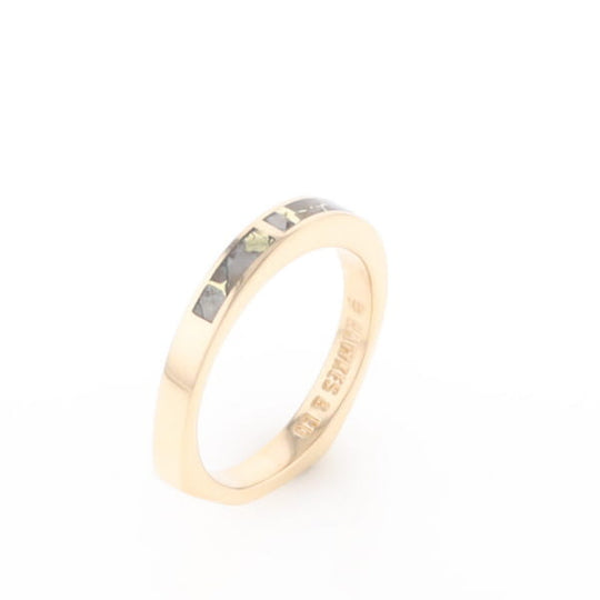 Gold Quartz Ring 3 Rectangle Section Inlaid Band