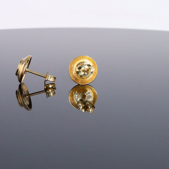 Opal Earrings Round Inlaid Design Studs