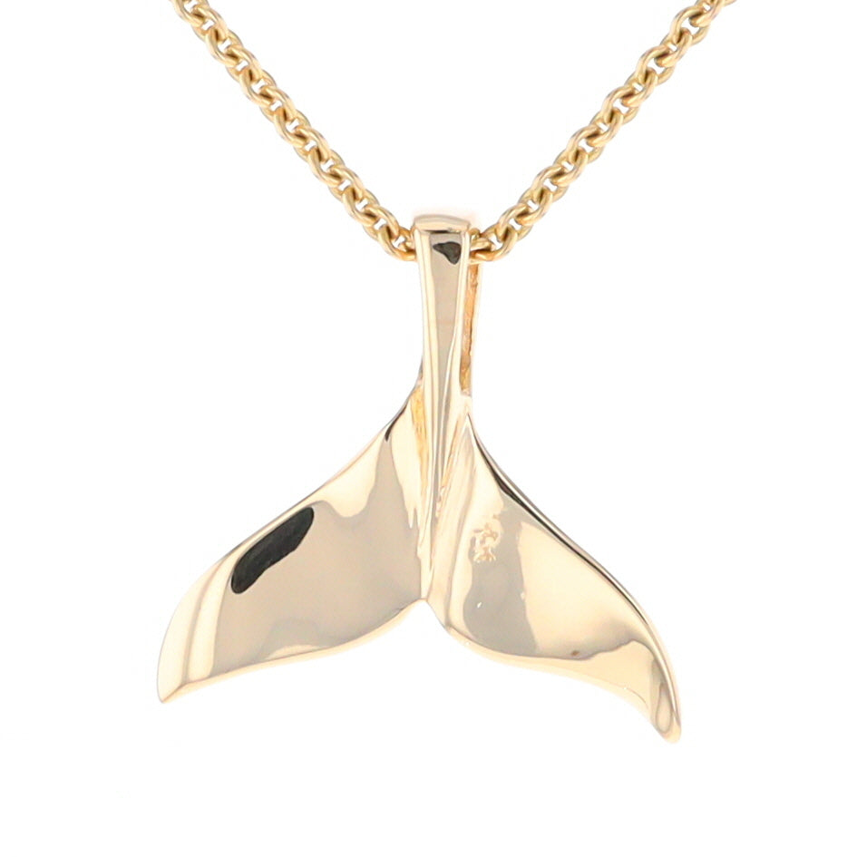 Whale Tail Pendant 14Kt Gold High Polish Realistically Designed